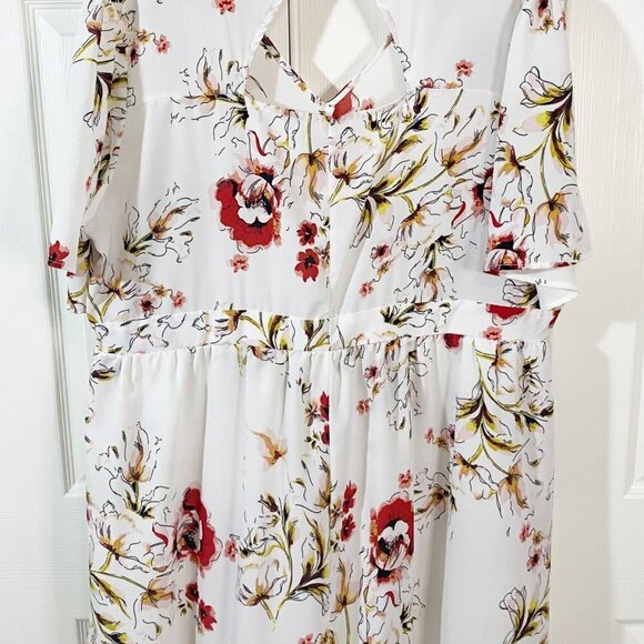 RoseGal - White Floral Romper with Skirt - Picture 13 of 14